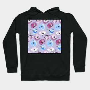 Poppies gray, blue, pink, purple Hoodie